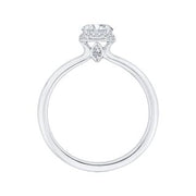 14K White Gold Round Cut Diamond Halo Engagement Ring Mounting With 21
