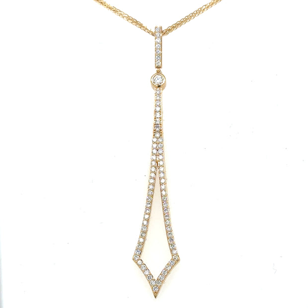 18Kt Yellow Gold Drop Pendant With .57 Tdw G Si1.  Bail Has 7 Round Di