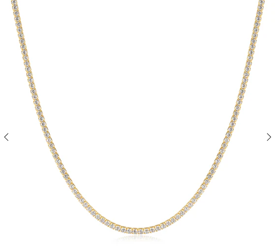 Sterling Silver Yellow Gold Plated Pave Set CZ Necklace