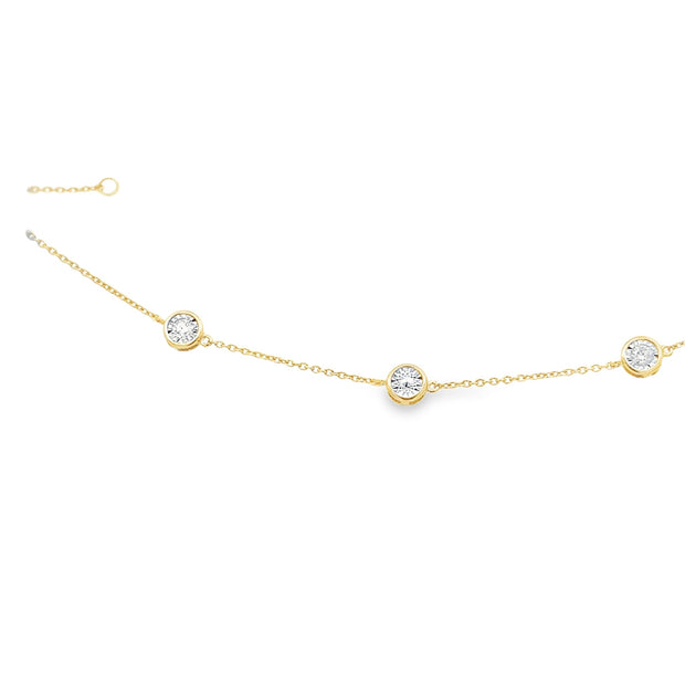 Lady's Yellow 14 Karat Diamond Bezel Set Bracelet Length 7 With 5 = 0.