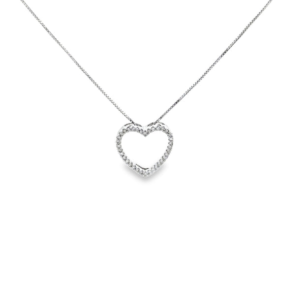 Vintage 14Kt White Gold Necklace 18 Inch Long Box Chain With A Heart P