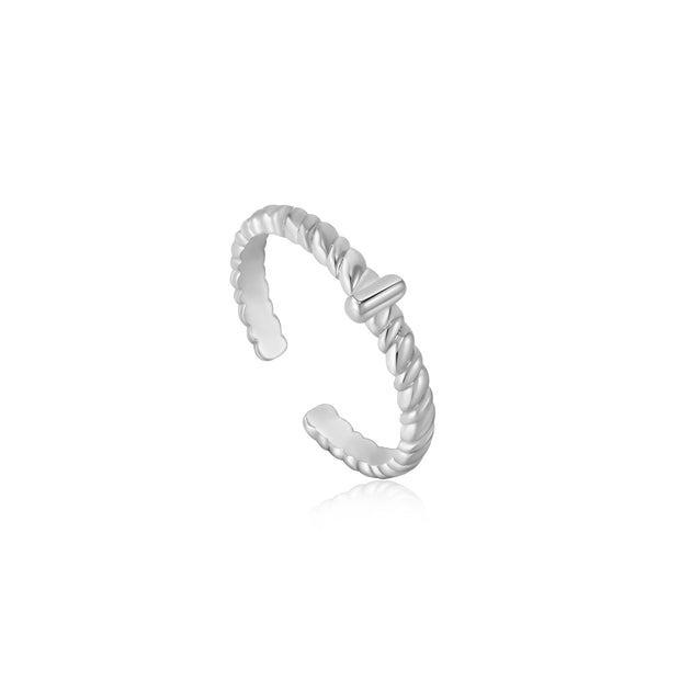 ANIA HAIE ROPES  DREAMS SILVER ROPE TWIST ADJUSTABLE RING