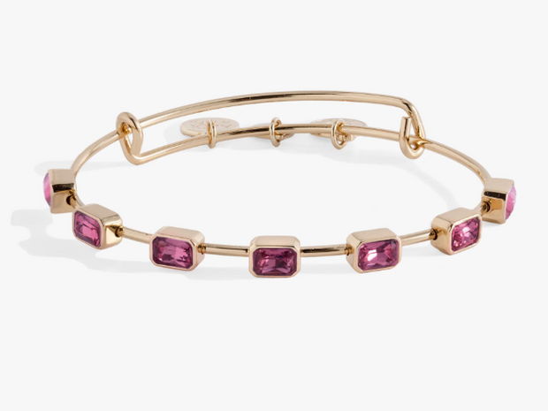 October Birthstone Emerald Cut Crystal Yellow Tone Bangle