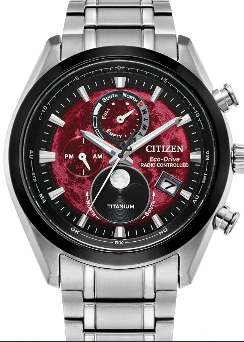 Citizen Eco Drive Tsuki Yomi Watch With Red Dial The Watch Features A