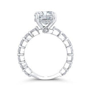 14K White Gold Round Cut Diamond Engagement Ring Mounting With 33 Diam