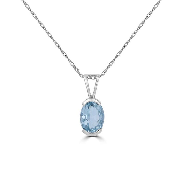14kt White Gold Pendant With Half Bezel Set Aquamarine .98ct