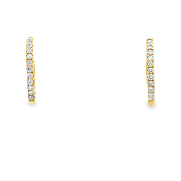 Lady's Yellow 14 Karat Diamond Hoop Earrings With 24 = 0.50Tw Round G/