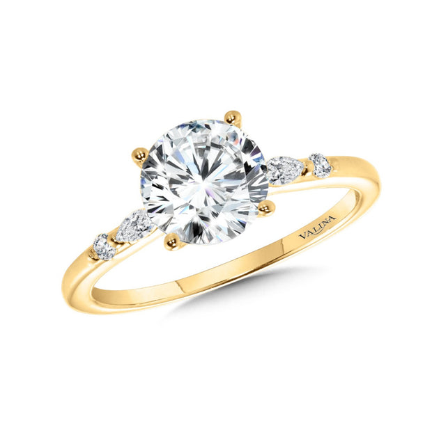 14kt Yellow Gold Ring With Marquise and Round Diamonds On Each Side .1
