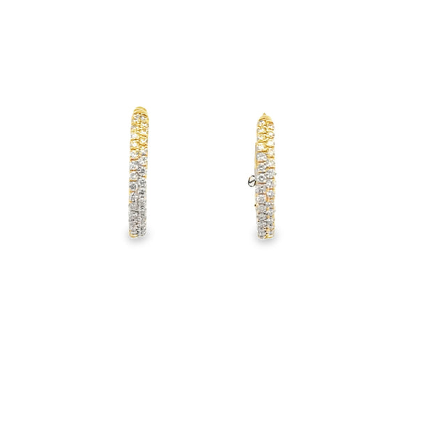 Lady's Yellow 14 Karat Diamond Two Row Hoop Earrings With 68 = 0.75Tw