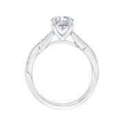 14K White Gold Diamond Engagement Ring Mounting With 21 Diamonds .10 T
