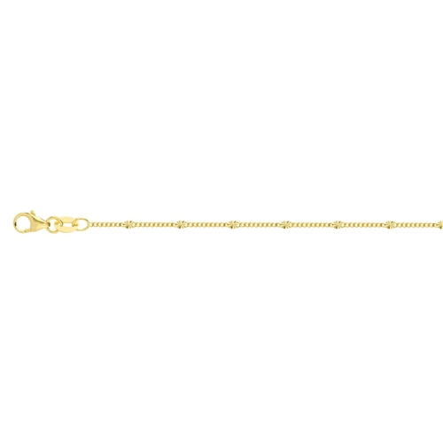 14kt Yellow Gold .95mm Curb With Diamond Cut Star Anklet