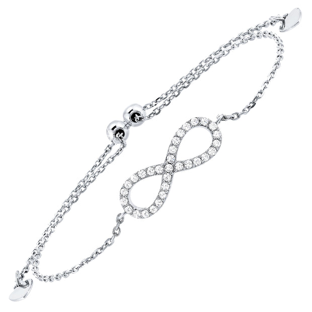 Sterling Silver Eternity Bolo Bracelet with 31 Round CZ's