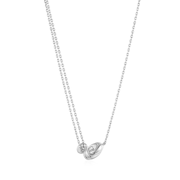 Sterling Silver Twist Wave Mini Pendant Necklace