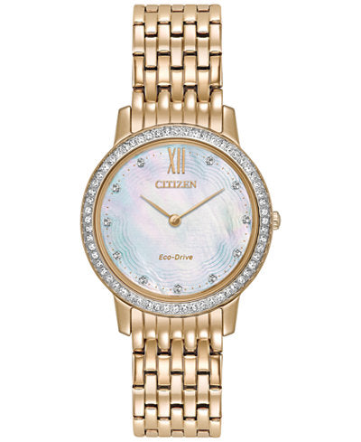 Eco-Drive Women's Silhouette Crystal Jewelry Rose Gold-Tone Stainless