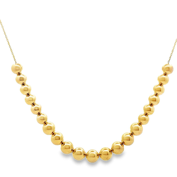 Vintage 14Kt Yellow Gold 24 Inch Long Chain With 21 Hollow Gold Balls
