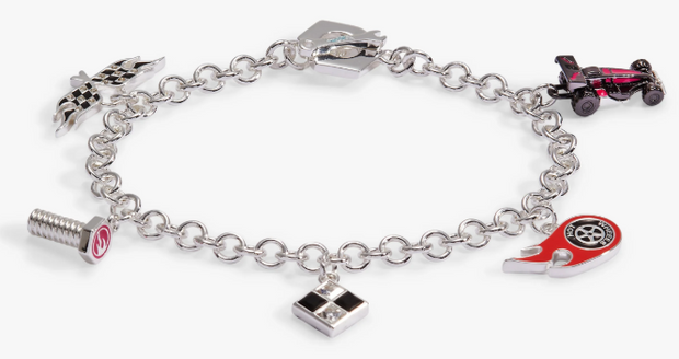 Sterling Silver Hot Wheels Racecar Toggle Charm Bracelet