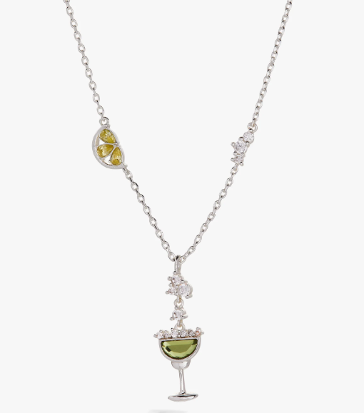 Sterling Silver Feelin' Salty Margarita Necklacewith A Shimmering Gree