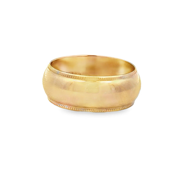 Vintage 14Kt Yellow Gold 8Mm Polished Band With Milgrain Edges Finger