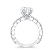 14K White Gold Pear Diamond Engagement Ring Mounting With 33 Diamonds