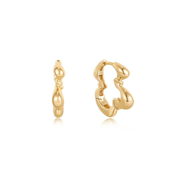 Sterling Silver Gold Plated Twisted Wave Hoop Earrings