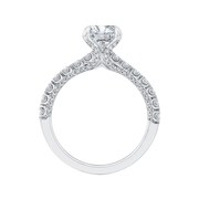 14K White Gold Round Diamond Solitaire Engagement Ring Mounting With 8