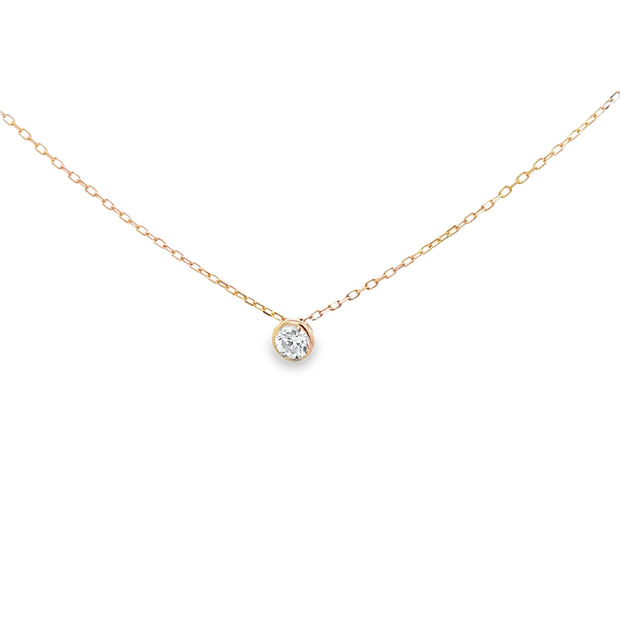 14kt Yellow Gold Round Diamond Bezel Pendant .33tdw H I2