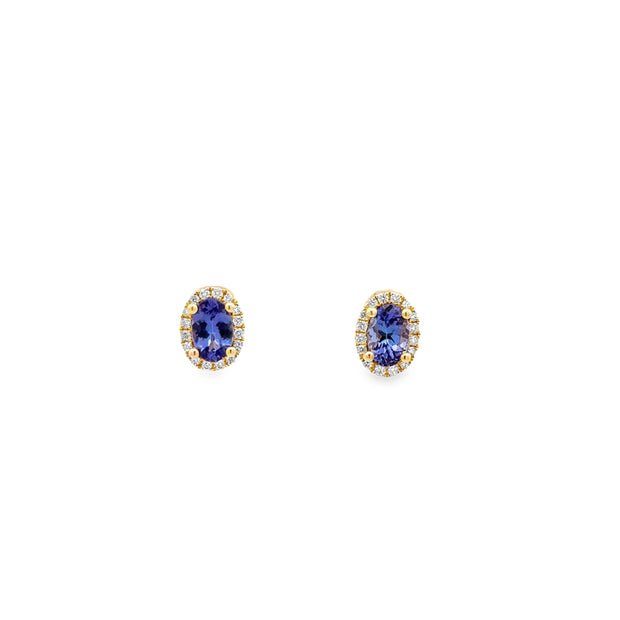 Lady's Yellow 14 Karat Topaz Earrings With 2 = 0.84Tw Oval Blue Topaz