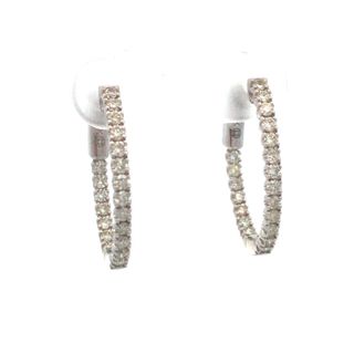 14kt White Gold In and Out Hoops With 38 Round Diamonds .75tdw I SI1