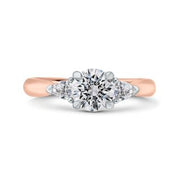 14K Two-Tone Gold Diamond Three-Stone Engagement Ring Mounting With 2