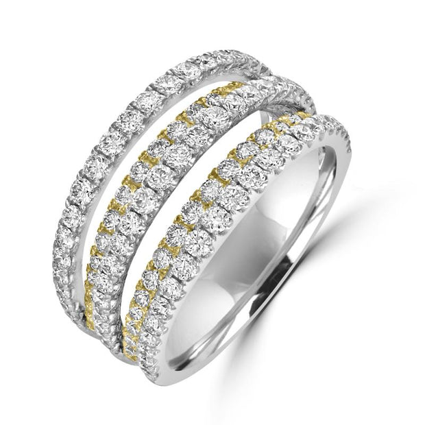 14kt White/Yellow Gold 5 Row Band With 111  Round Diamonds 1.58tdw