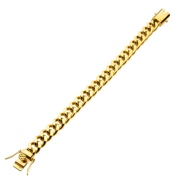 12mm 18K Gold Plated Miami Cuban Chain Bracelet 8 Inch