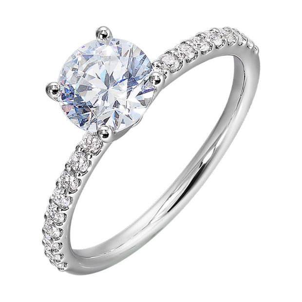 14kt White Gold Ring With 18 Round Diamonds .25tdw and CZ Center