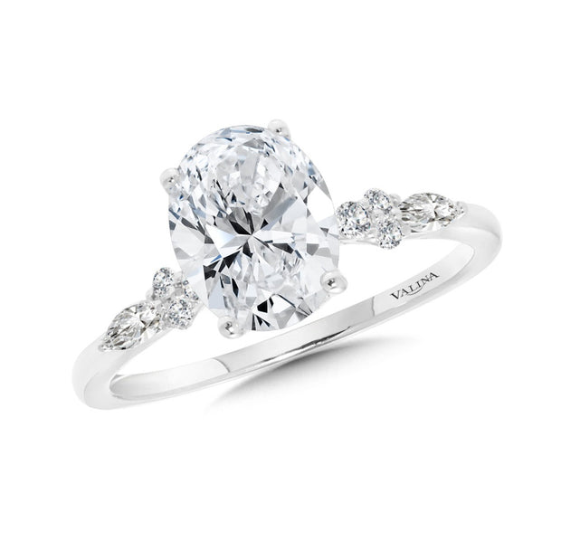 14kt White Gold Ring  Mixed-Shape Diamonds on the Shoulder .25ct With