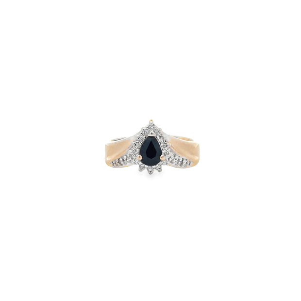 Vintage 14Kt Yellow Gold Ring Set With 20 Natural Round Brilliant Cut