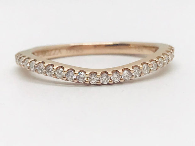 14Kt Rose Gold Wedding Band With European Shank, 24 Round Diamonds .23Ct Tdw Vs2 GH In Finger Size 6 34.