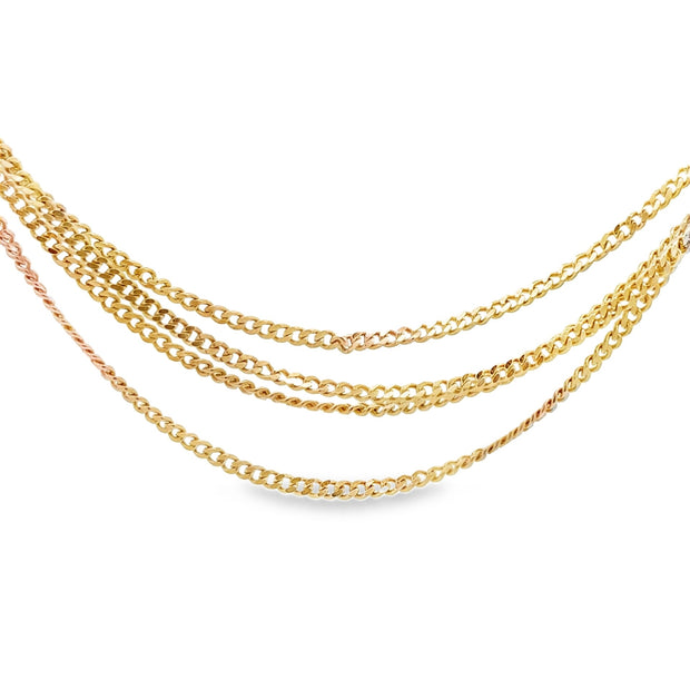 Vintage 14Kt Yellow Gold 60 Inch Long Curb Link Watch Chain With An Al
