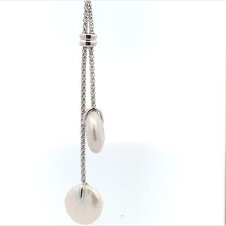 Sterling Silver 22" Lariat Necklace With Two 13.5mm Freshwater Coin Pearls