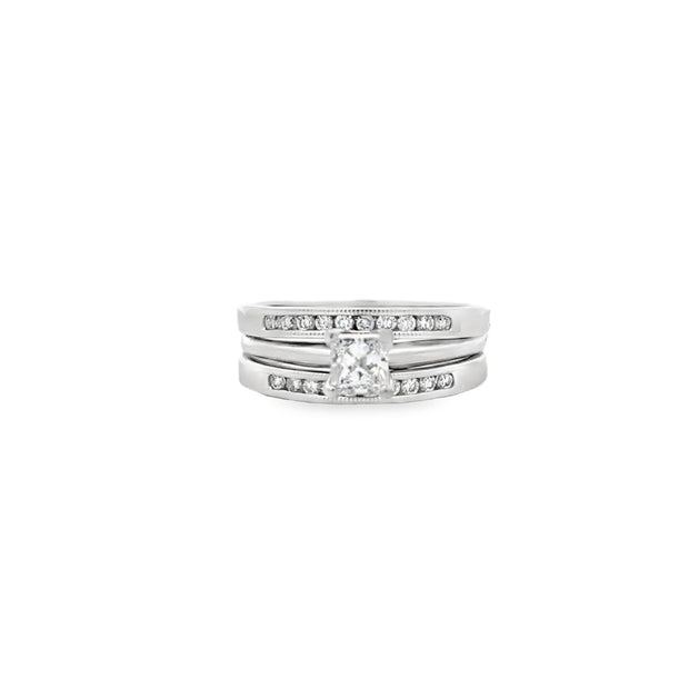 Vintage 14Kt Wedding Set Prong Set With One Princess Cut Diamond Weigh