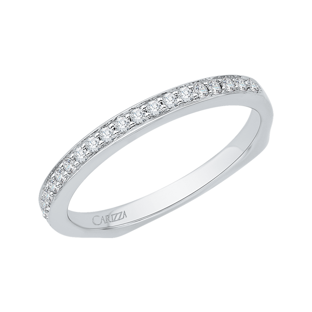 14K White Gold Carizza Wedding Band with 19 Round Diamonds .14ct tdw VS2  H, Size 6.5 European Shank goes with ER 100-1198