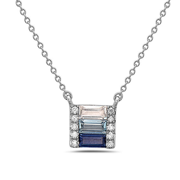 14Kt White Gold 18" Necklace With 10 Round Diamonds .05 Tdw Si2 In Cla