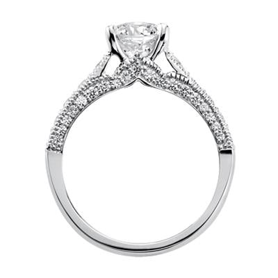 14kt White Gold Engagement Ring With 49 Round Diamonds Down The Channe