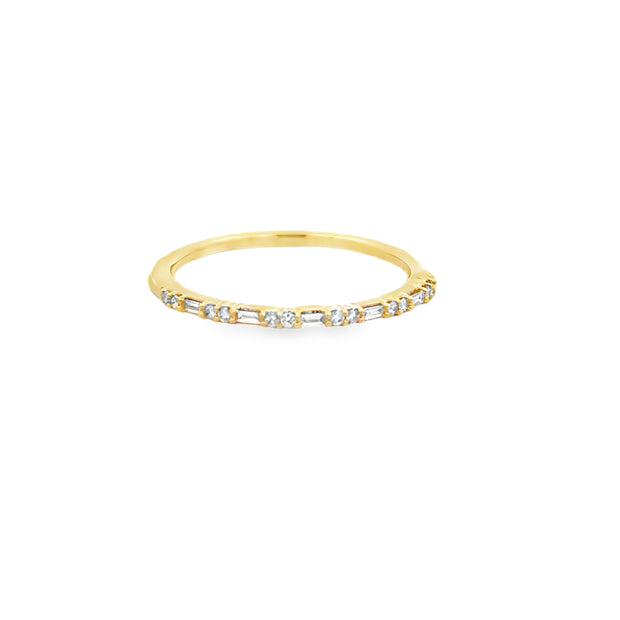 Lady's Yellow 10 Karat Diamond Stackable Fashion Ring Size 7 With 5 =