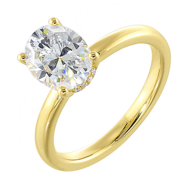 14kt Yellow Gold Ring With 18 Round Diamond Hidden Halo .06tdw G/H SI2