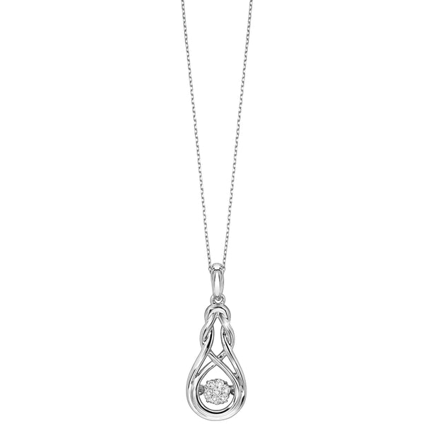 Sterling Silver Rhythm of Love Pendant with 7 Round Diamonds .06tdw HI I1 With 18 Inch Chain