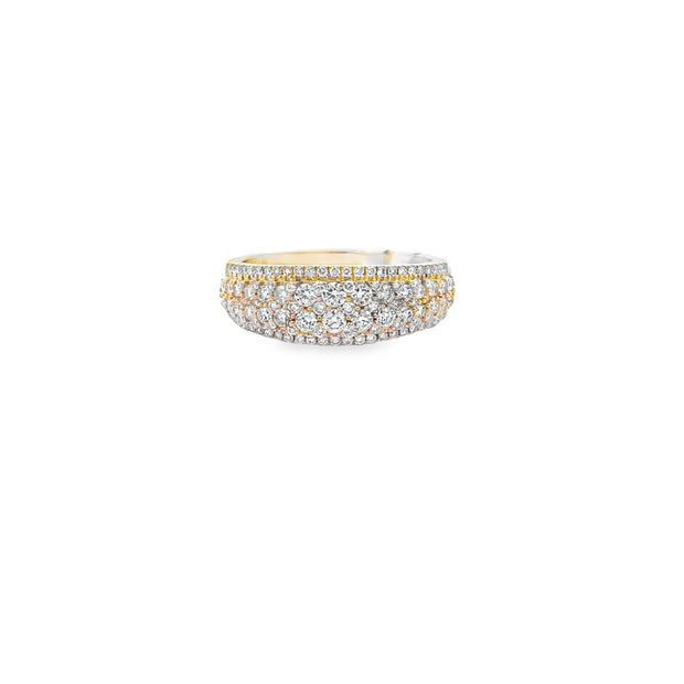 Lady's Yellow 14 Karat Diamond Anniversary Fashion Ring Size 7 With 11