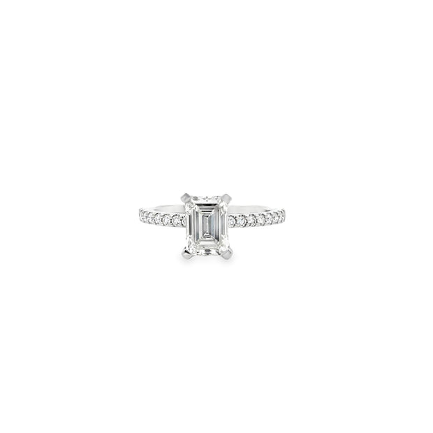 Vintage 14Kt White Gold Engagement Ring Sdet With One 1.70 Carat Emera