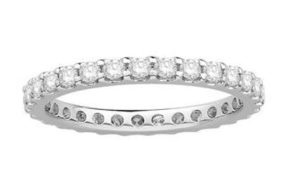14Kt White Gold Diamond Eternity Band with 26 Round prong set Diamonds 1.00ct TDW SI  GH