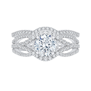 14K White Gold Round Diamond Engagement Ring Mounting With 103 Diamond