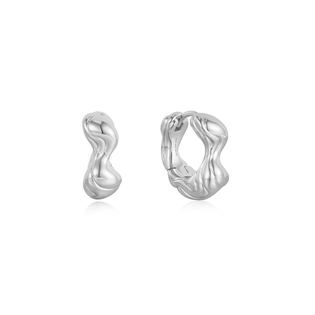 Sterling Silver Twisted Wave Thick Hoop Earrings