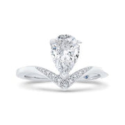 14K White Gold Pear Diamond Engagement Ring Mounting With 10 Diamonds